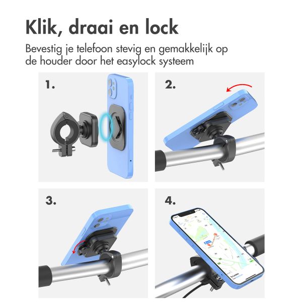 Accezz EasyLock telefoonhouder fiets - Universeel - Aluminium - 360 graden draaibaar - Zwart