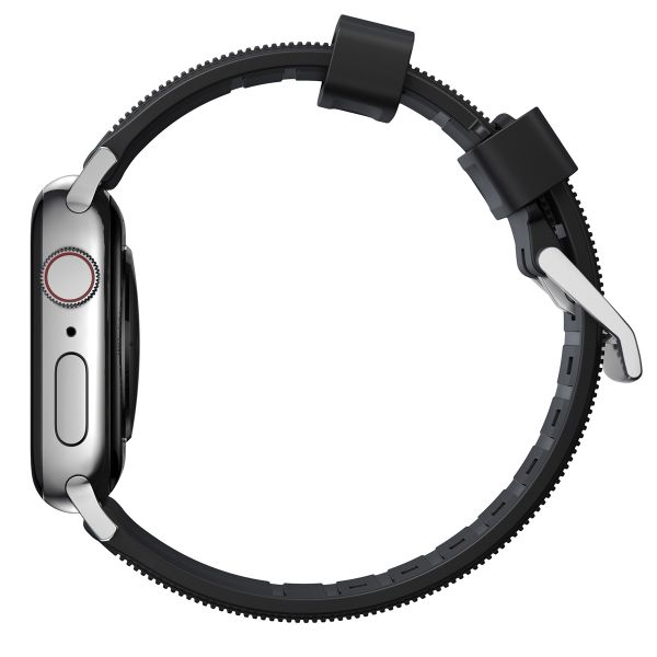 Nomad Rugged band FKM Apple Watch Series 1 t/m 11 / SE / Ultra (44/45/46/49 mm) - Zilver / Zwart