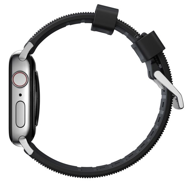 Nomad Rugged band FKM Apple Watch Series 1 t/m 10 / SE / Ultra (2) (44/45/46/49 mm) - Zilver/Zwart