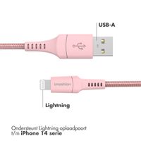 imoshion Lightning naar USB kabel - Non-MFi - Gevlochten textiel - 1 meter - Roze