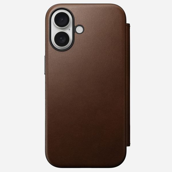 Nomad Modern Leather Folio Bookcase iPhone 16 - Brown