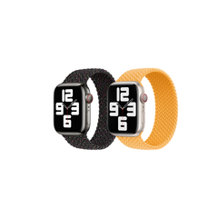 Apple 2 Pack Gevlochten solobandje voor de Apple Watch | 38/40/41/42 mm - Maat 6 - Black Unity/ Maize