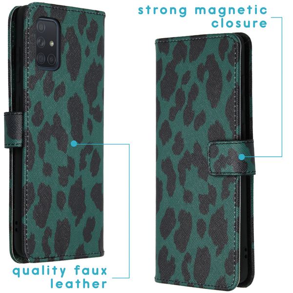 imoshion Design Softcase Bookcase Samsung Galaxy A71 - Green Leopard