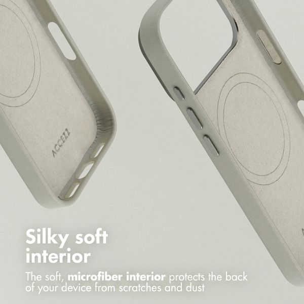 Accezz Leather Back Cover with MagSafe Apple iPhone 18 Pro Max / 17 Pro Max - Light Grey