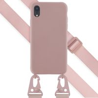 Selencia Siliconen hoesje met afneembaar koord Apple iPhone Xr - Sand Pink