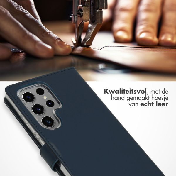 Selencia Echt Leren Bookcase Samsung Galaxy S24 Ultra - Donkerblauw
