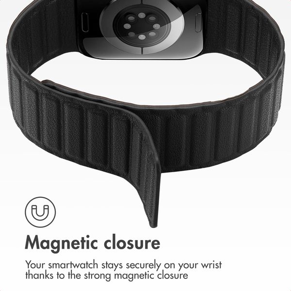 Accezz Magnetic genuine leather band Apple Watch | 44/45/46/49 mm - Black
