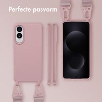 Selencia Siliconen hoesje met afneembaar koord Samsung Galaxy S25 Edge - Sand Pink