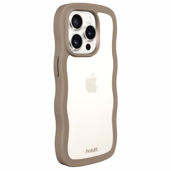 Holdit Wavy Case iPhone 15 Pro - Mocha Brown / Transparent