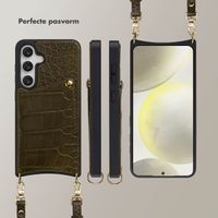 Selencia Nova Croco Telefoonhoes met Koord en Pashouder Samsung Galaxy S24 / S25 - Dark Olive