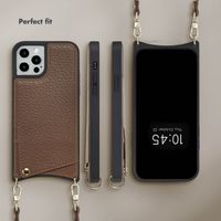 Selencia Nova Phone Case with Cord and Card Holder Apple iPhone 12 (Pro) - Mocha Brown