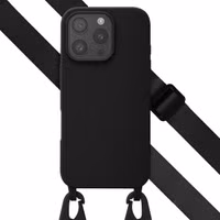 Selencia Siliconen hoesje met afneembaar koord Apple iPhone 16 Pro - Zwart