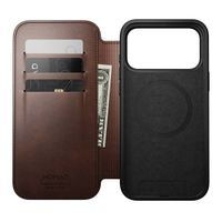 Nomad Modern Horween Leather Folio Bookcase met MagSafe Apple iPhone 17 Pro Max - Rustic Brown