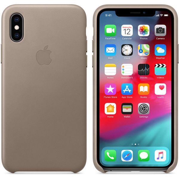 Apple Leather Backcover Apple iPhone Xs - Taupe