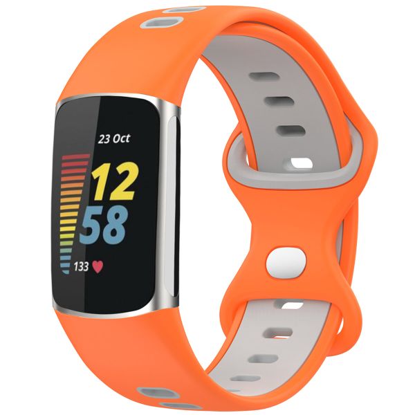 imoshion Siliconen sport bandje Fitbit Charge 5 / Charge 6 - Oranje / Grijs