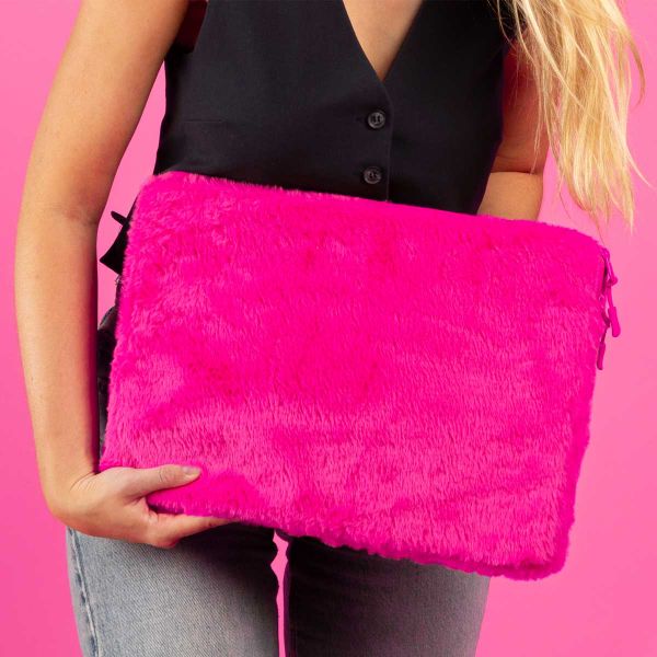 imoshion Fluffy Laptop hoes 13-14 inch - Laptopsleeve - Hot Pink