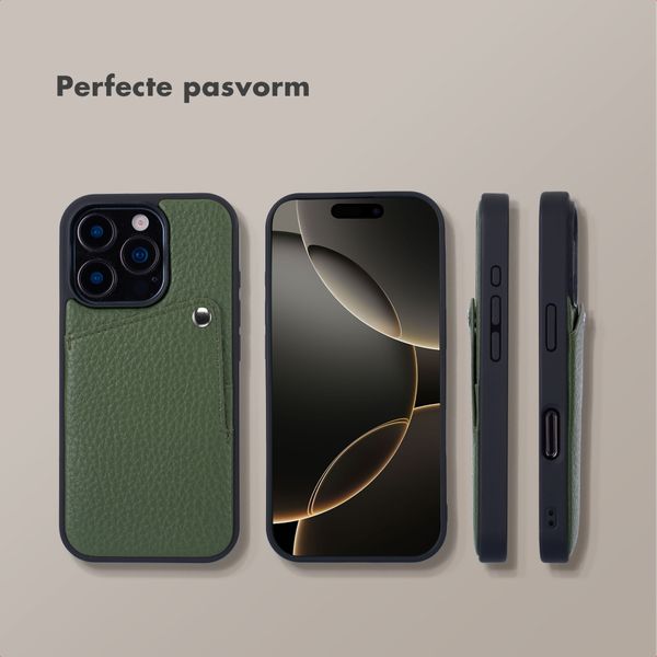 Selencia Riva Backcover met Pashouder Apple iPhone 16 Pro - Sage Green