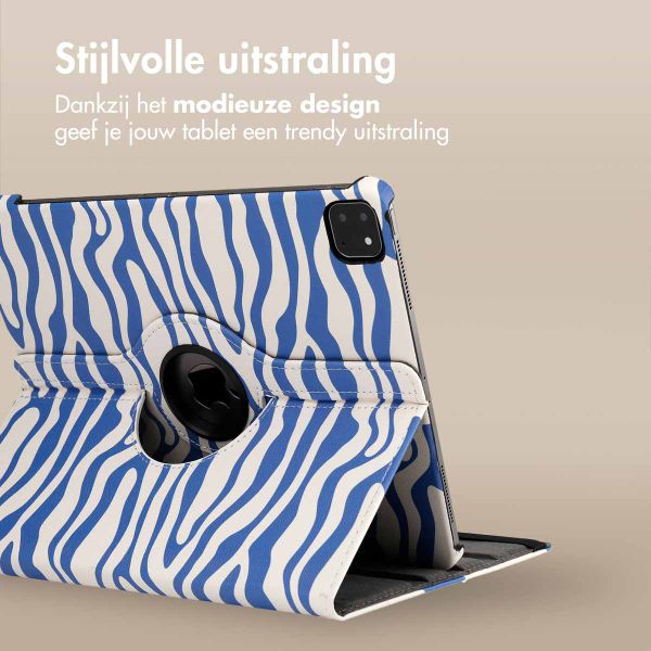 imoshion 360° Draaibare Design Bookcase Apple iPad Pro 12.9 (2018/2020/2021/2022) - White Blue Stripes