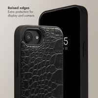 Selencia Nova Croco Phone Case with Cord and Card Holder Apple iPhone 17e / 16e - Black