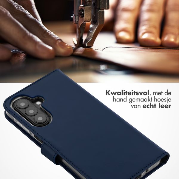 Selencia Echt Leren Bookcase Samsung Galaxy A27 (5G) - Donkerblauw