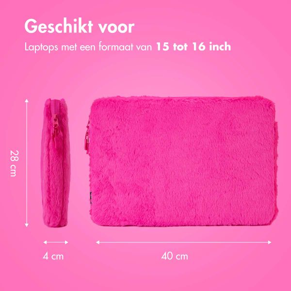 imoshion Fluffy Laptop hoes 15-16 inch - Laptopsleeve - Hot Pink