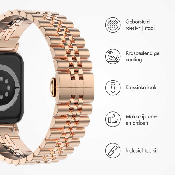 Selencia Jubilee stalen bandje Apple Watch Series 1 t/m 9 / SE (38/40/41 mm) | Series 10 / 11 (42 mm) - Rosé Goud