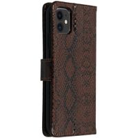 Slangenprint Bookcase iPhone 11 - Bruin