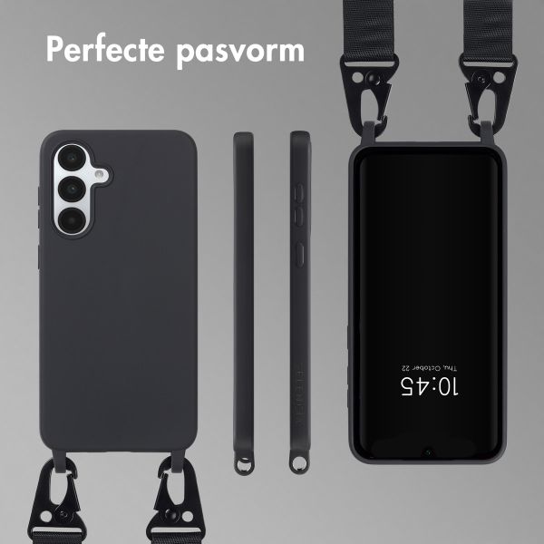 Selencia Siliconen hoesje met afneembaar koord Samsung Galaxy A36 - Zwart