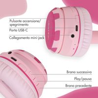 imoshion Draadloze Kinderkoptelefoon Unicorn LED Light - Decibelbegrenzer - Met AUX kabel - Pink / Hot Pink