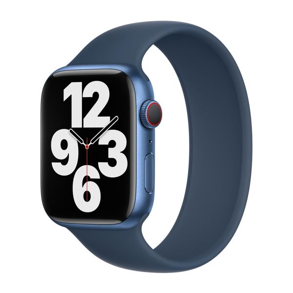 Apple 4 Pack Siliconen solobandje Apple Watch | 38/40/41/42 mm - Maat 6 - White/ Marigold/ Abyss Blue/ Succulent