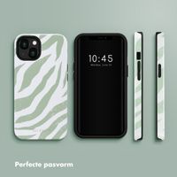 Selencia Vivid Tough Backcover iPhone 13 - Colorful Zebra Sage Green