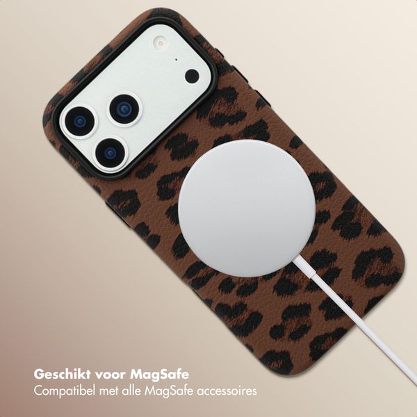 Selencia Sabi Backcover Panterprint met MagSafe Apple iPhone 17 Pro Max - Mocha Brown