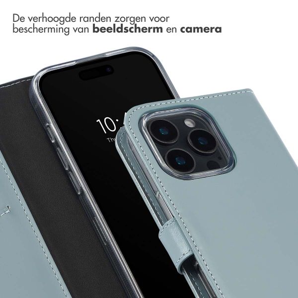 Selencia Echt Leren Bookcase Apple iPhone 16 Pro - Air Blue