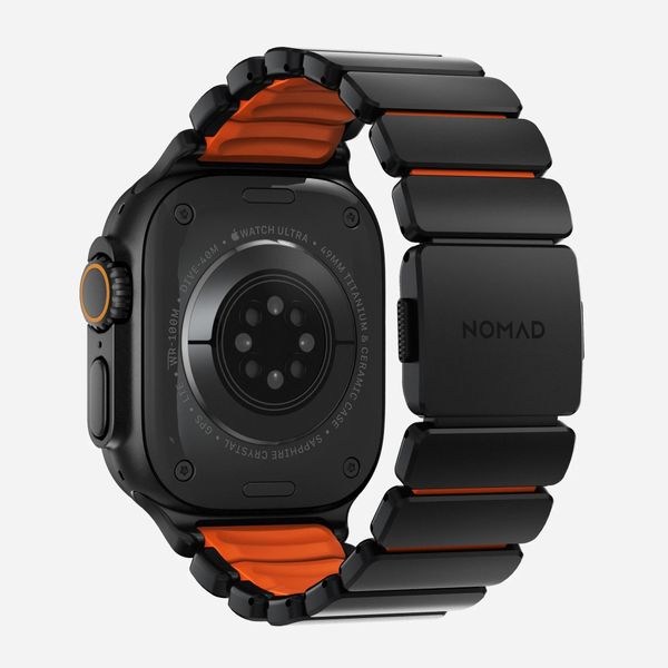 Nomad Stratos Band Apple Watch Series 1 - 11 / SE / Ultra (44/45/46/49 mm) - Ultra Orange / Black Titanium