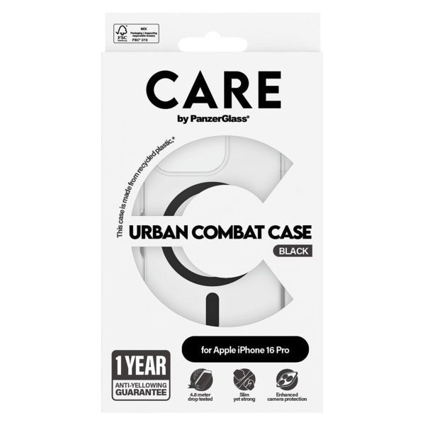 CARE by PanzerGlass Urban Combat Case MagSafe iPhone 16 Pro - Transparant / Zwart