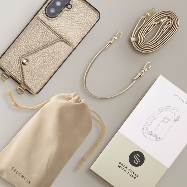 Selencia Sera Phone Case with Cord and Envelope Card Holder Samsung Galaxy A37 (5G) - Champagne