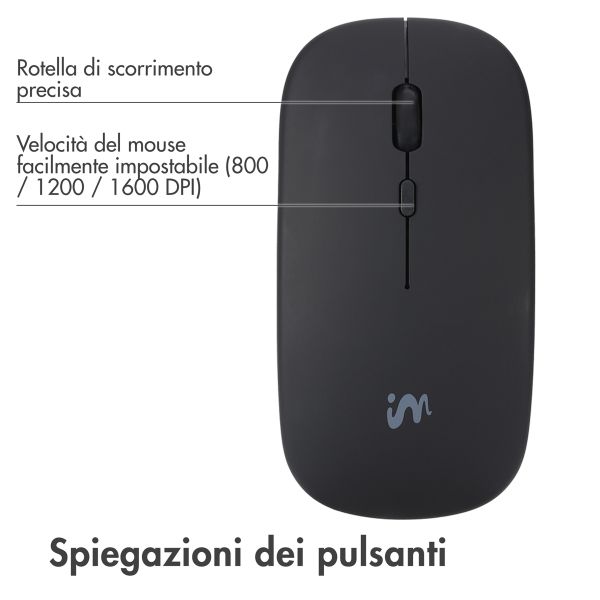 imoshion Draadloze muis - Oplaadbare computermuis + 2.4G USB-A adapter - Zwart