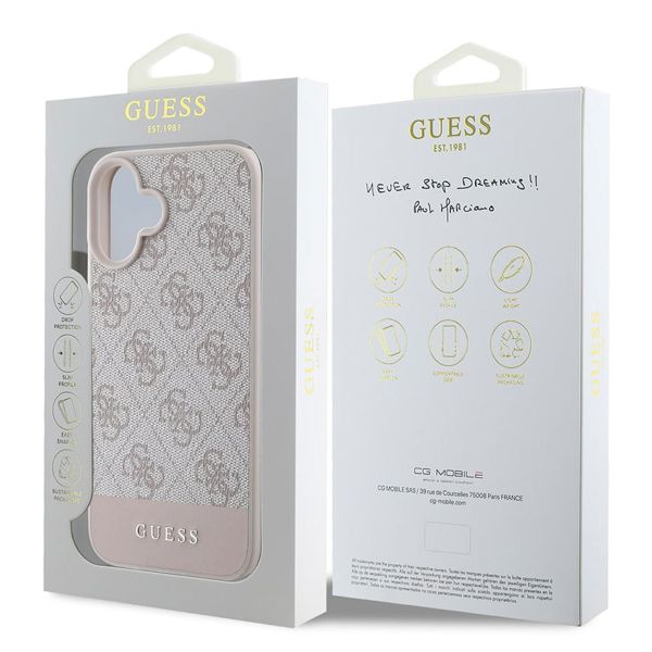 Guess Bottom Stripe 4G Backcover Apple iPhone 16 - Roze