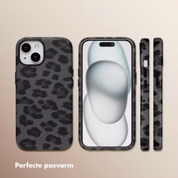Selencia Sabi Backcover Panterprint met MagSafe Apple iPhone 15 - Midnight Black