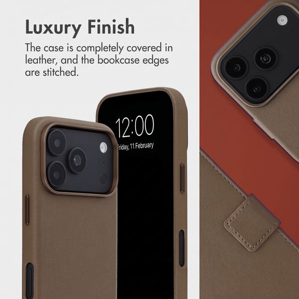 Accezz 2-in-1 Leather Bookcase with MagSafe Apple iPhone 18 Pro / 17 Pro - Coffee Brown