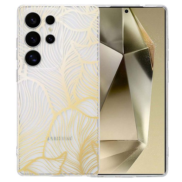 imoshion Design hoesje Samsung Galaxy S25 Ultra - Golden Leaves Transparant