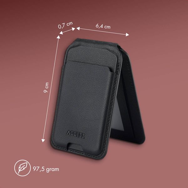 Accezz Leren Wallet met standaard - Geschikt voor MagSafe en Qi2 - Onyx Black