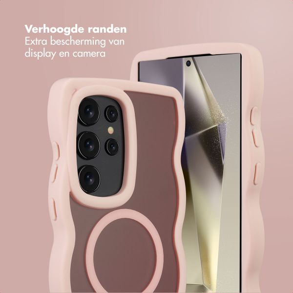 Selencia Wavy Backcover met MagSafe Samsung Galaxy S24 Ultra - Soft Pink
