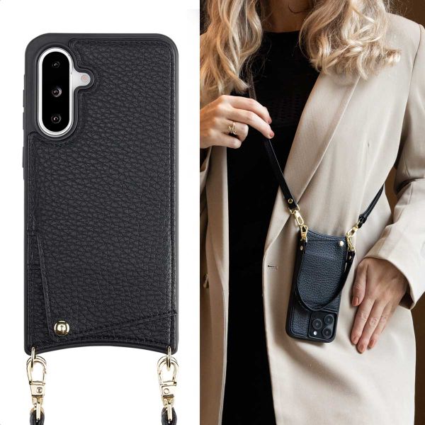 Selencia Nova Telefoonhoes met Koord en Pashouder Samsung Galaxy A36 / A56 - Zwart