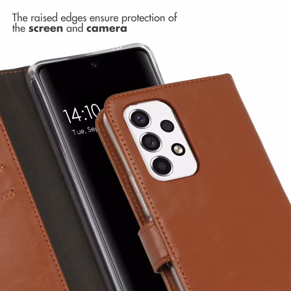 Selencia Echt Leren Bookcase Samsung Galaxy A53 - Lichtbruin