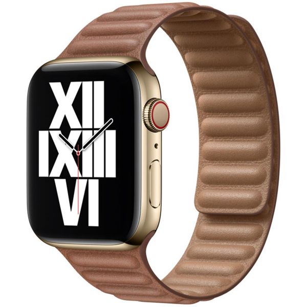 Apple Leather Link Apple Watch Series 1-10 / SE / Ultra (2) - 42/44/45/46/49 mm - Maat M/L - Saddle Brown