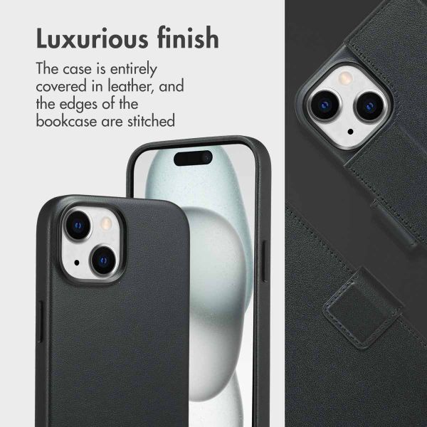 Accezz 2-in-1 Leather Bookcase with MagSafe Apple iPhone 15 - Onyx Black