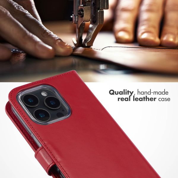 Selencia Genuine Leather Book Case Apple iPhone 16 Pro - Red