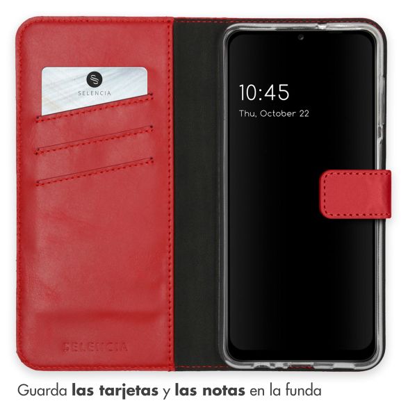 Selencia Echt Leren Bookcase Samsung Galaxy A12 - Rood