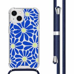 imoshion Design hoesje met koord Apple iPhone 14 - Cobalt Blue Flowers Connect
